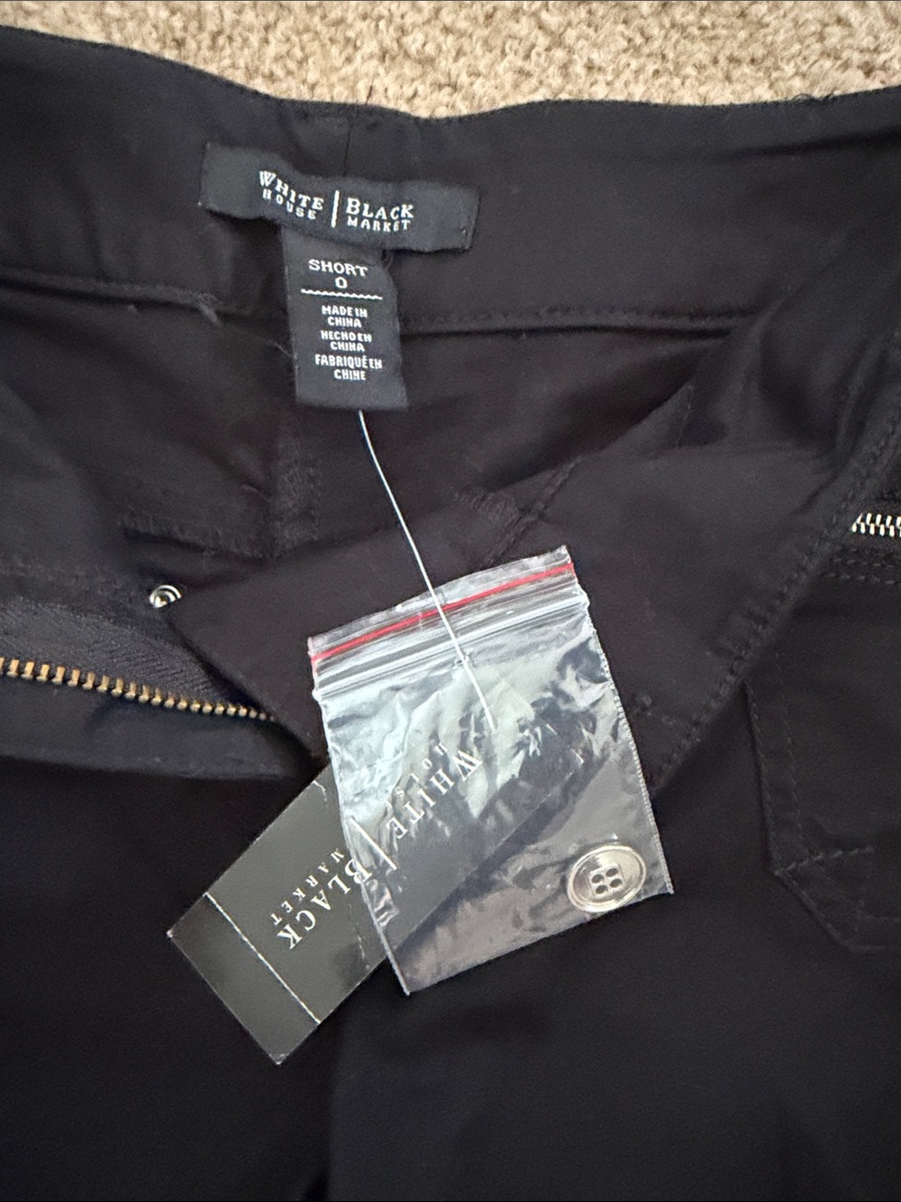White House Black Market Black Women's Cargo Zip-Pocket Shorts - Picture 2 of 3
